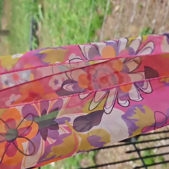 VINTAGE Simi-sheer Floral Retro Scarf/headBand - Picture 1 of 7